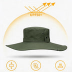 Sun Hat for Men Sun Protection Wide Brim Bucket Hat Waterproof Breathable Packable Boonie Hat for Fishing Green