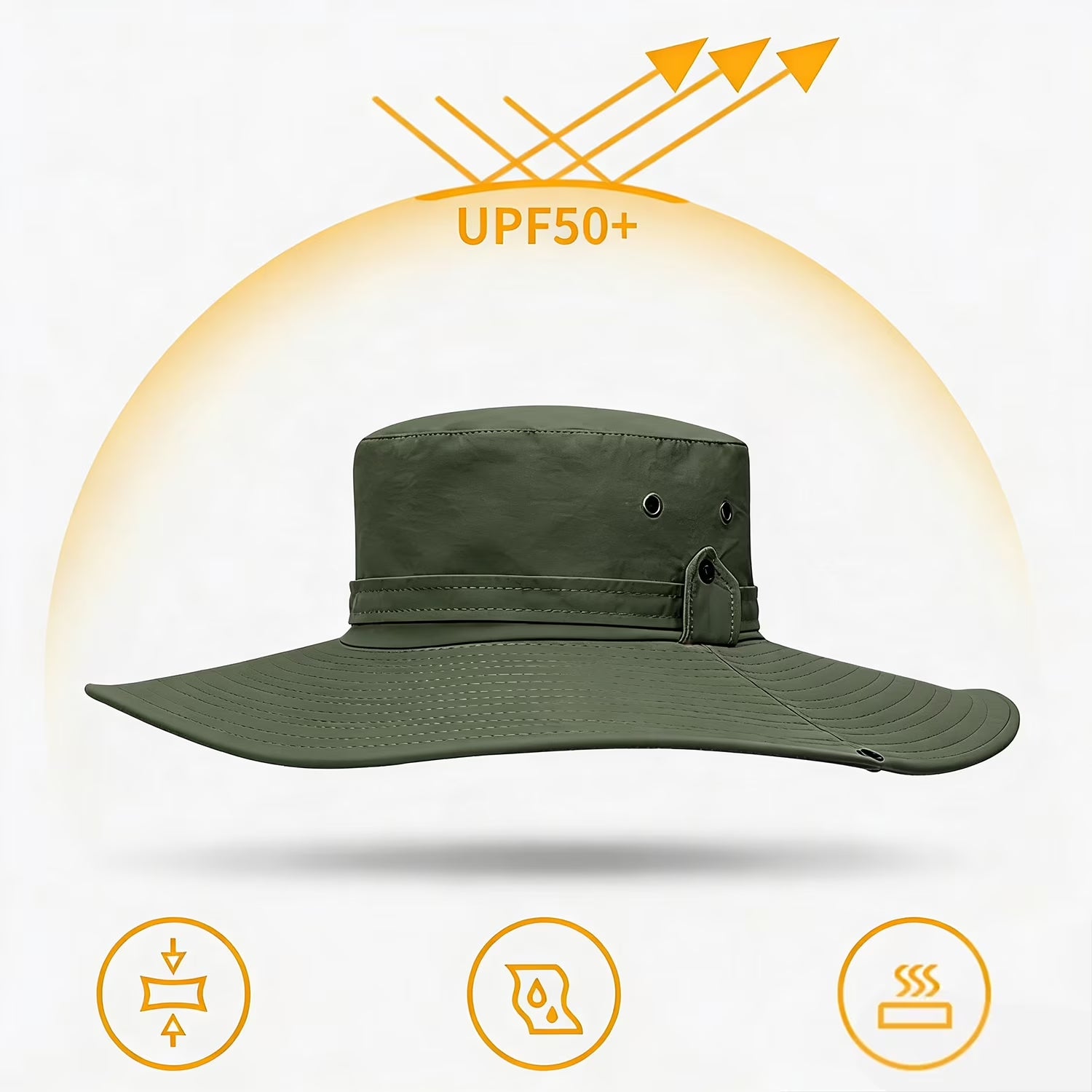 Sun Hat for Men Sun Protection Wide Brim Bucket Hat Waterproof Breathable Packable Boonie Hat for Fishing Green