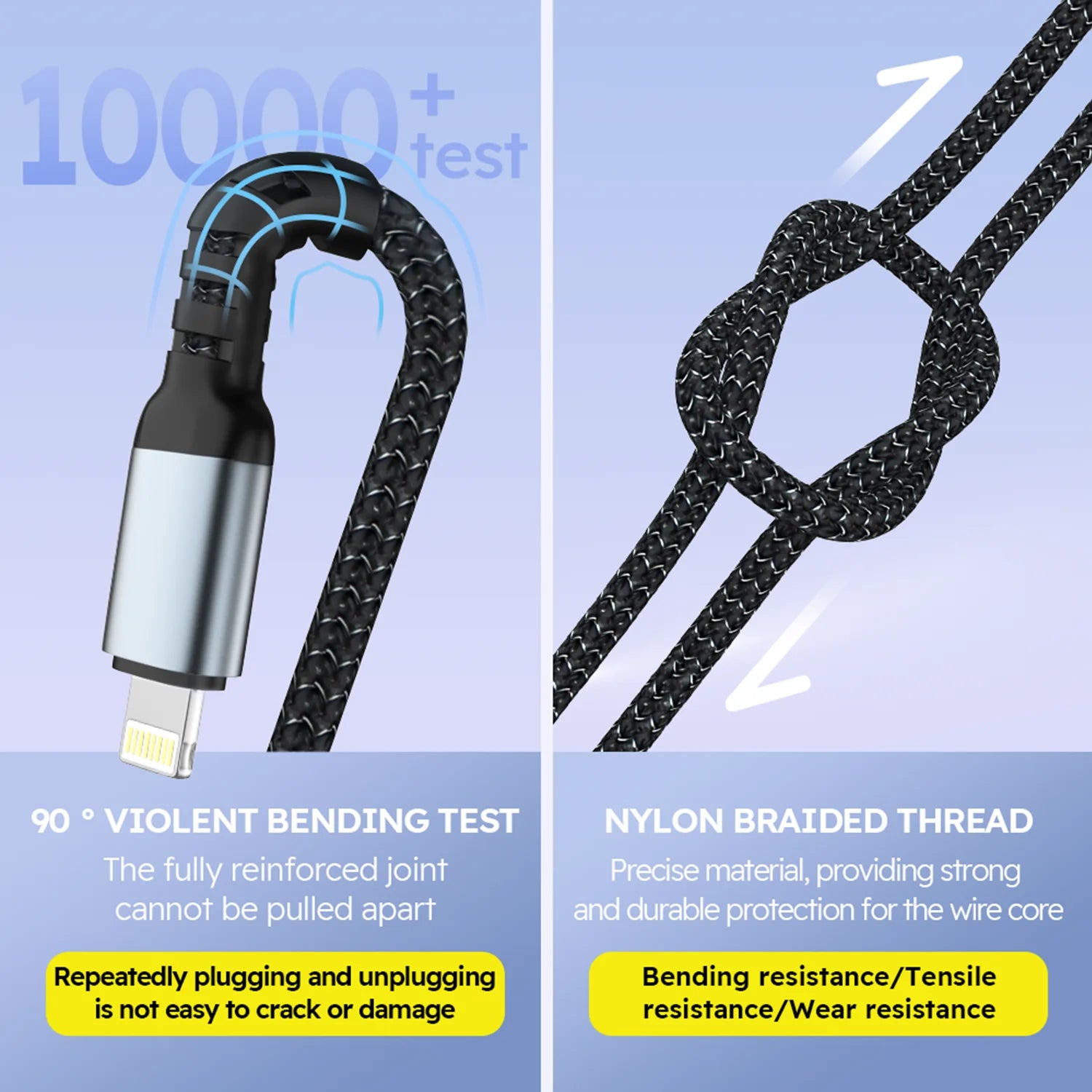100W 3-In-1 USB Charger Cord Cell Phone Charging Cable Fast Charging Data Cable, Black