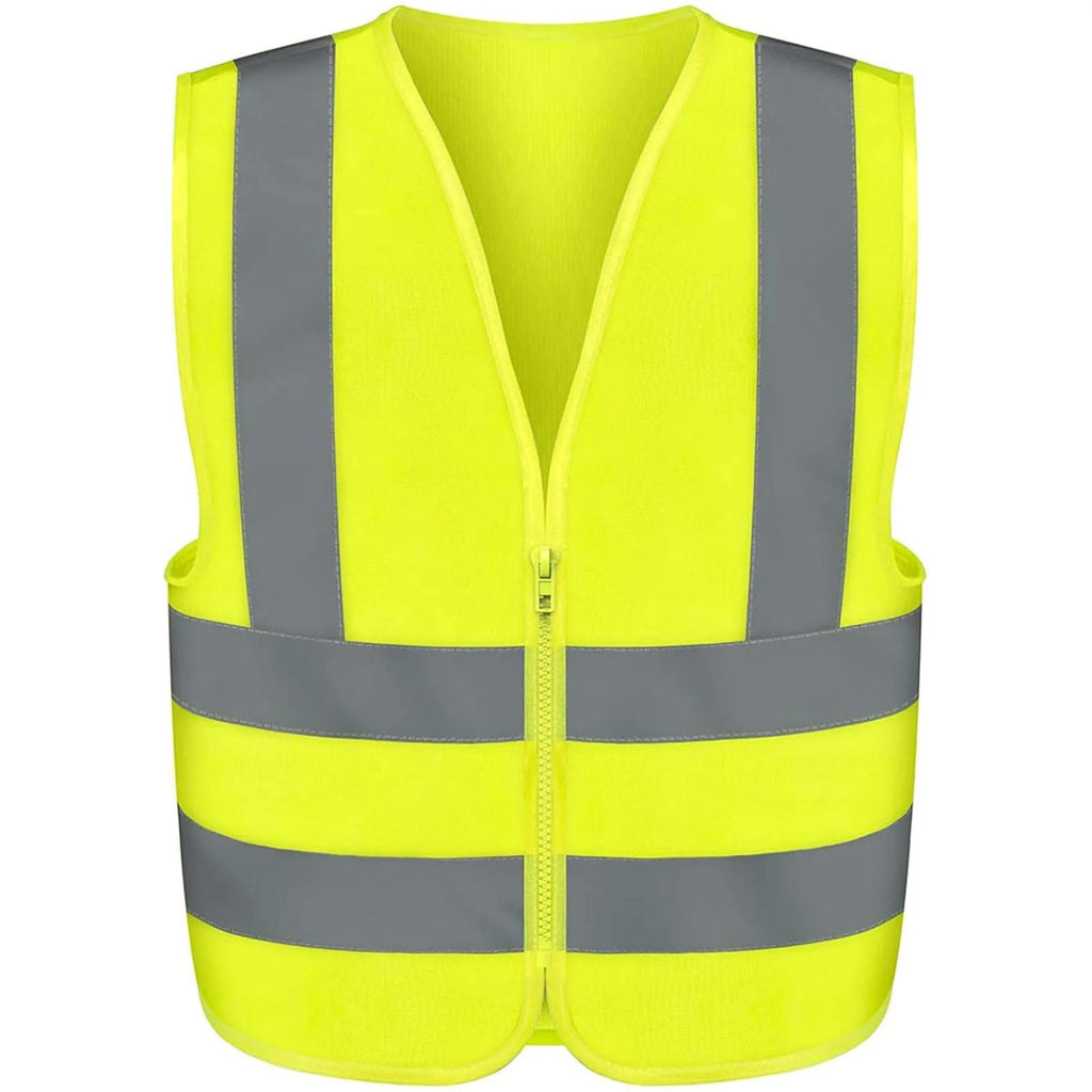 High Visibility Safety Vest ANSI Class 2, No Pocket, Neon Yellow, Large (L)