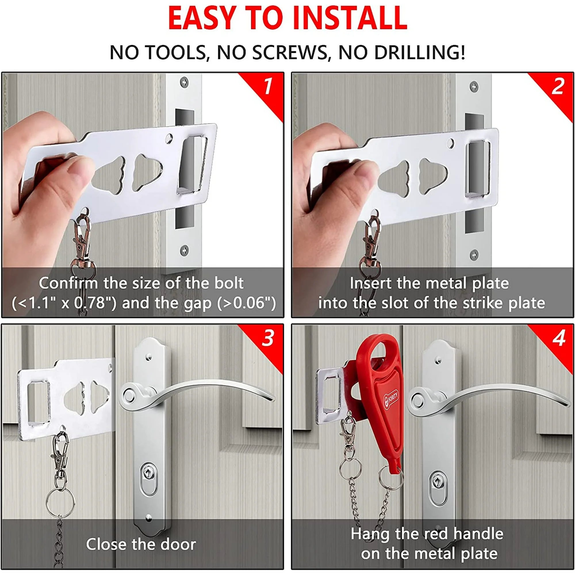Upgrade Portable Door Lock,Hotel Door Lock Latch for Travel,Security Door Lock for Additional Safety and Privacy,Home Security Defender,Extra Lock for Traveling Home Bedroom Hotel Apartment College