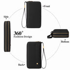 Wallet for Women Clutch RFID Blocking Wristlet Leather Purse Large Capacity Credit Card Holder with Grip Hand Strap