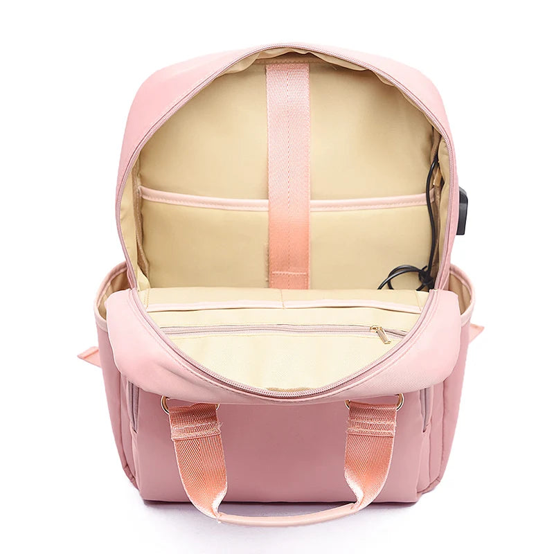Women Men Commuting Backpack USB Charging Waterproof Luxury Oxford Students School Books Laptop Bag Girls Cute Travel Backpacks