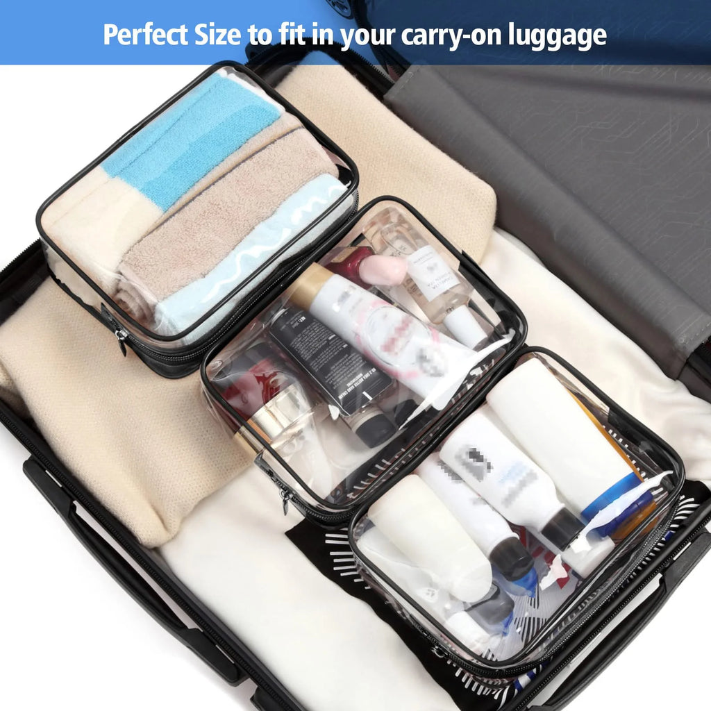 2 Pack Clear Toiletry Bag TSA Approved Toiletry Bag Quart Size Bag, Travel Makeup Cosmetic Bag for Women Men, Clear Bag