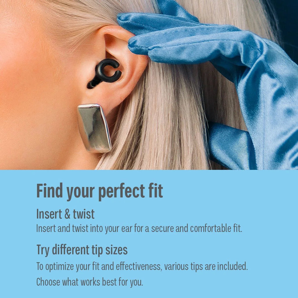 Hoops Reusable Soft Silicone Ear Plugs, 17Db Noise Reduction Rating, Case Included, Black