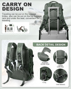 Travel Vacuum Backpack with Air Pump, Vacuum Seal Carry on Backpack for Airplanes, Vacuum Back Pack for Travel Backpack with Vacuum Compression Business Day Vacpack Backpack for Women Men Green