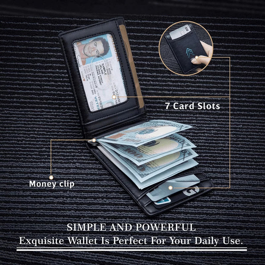 RFID Blocking Protection Men'S Modern Card Wallet, Black