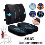 Seat Cushion and Lumbar Support Pillow for Office Chair, Memory Foam Car Seat Cushions Back Support Pillows, Help Relieve Pain of Back, Lumbar, Tailbone and Sciatic Nerve (Black)