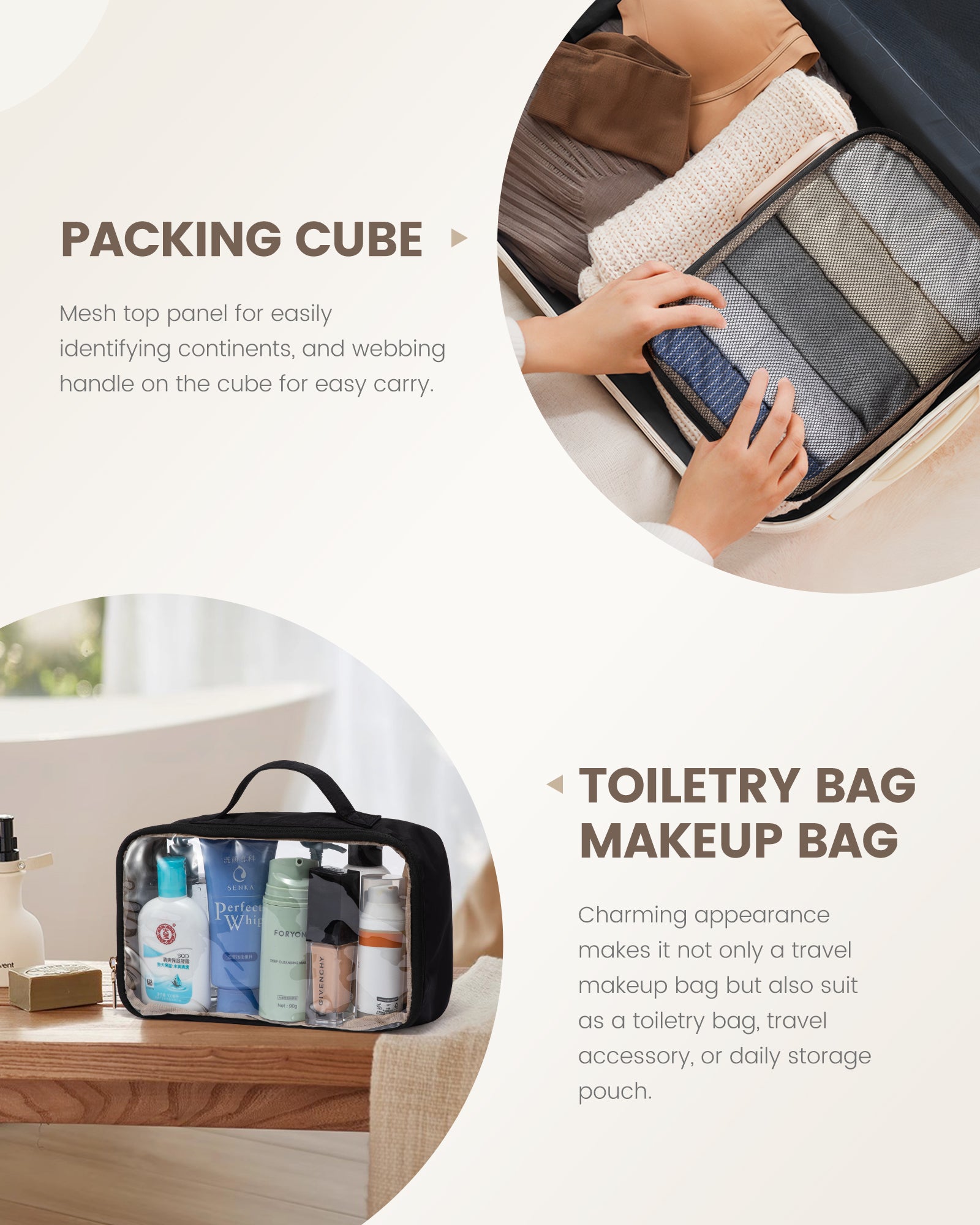Puffer Duffle Bag, 42L Travel Weekender Overnight Bag with Toiletry Bag, Carry-On Personal Item Bag Hospital Bag Gym Bag with Dry/Wet Separation