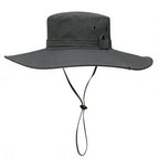 Sun Hat for Men Sun Protection Wide Brim Bucket Hat Waterproof Breathable Packable Boonie Hat for Fishing Grey
