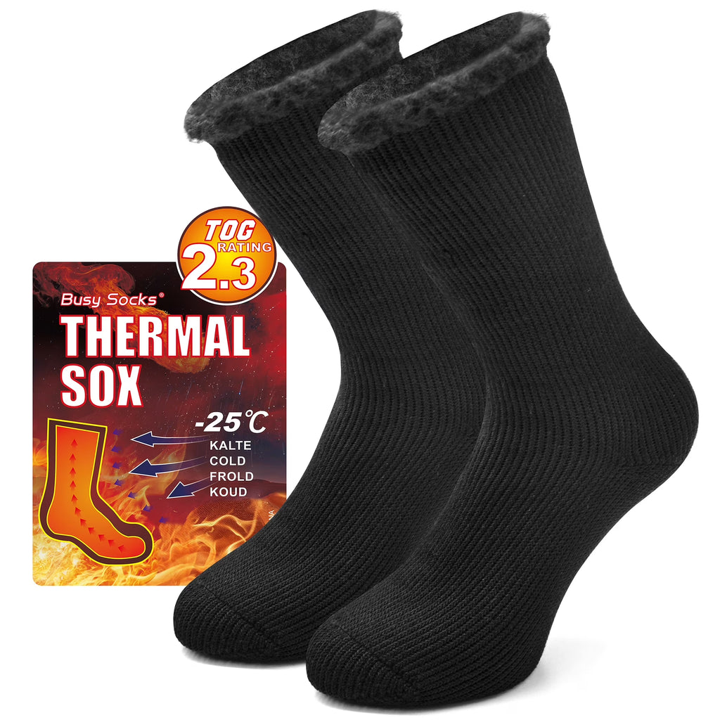 Men'S Slipper Thermal Socks Extra Thick Crew Socks, Large,Black