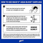 Aquablock Swimming Earplugs, 3 Pair - Comfortable, Waterproof, Reusable Silicone Ear Plugs for Swimming, Snorkeling, Showering, Surfing and Bathing (Purple)