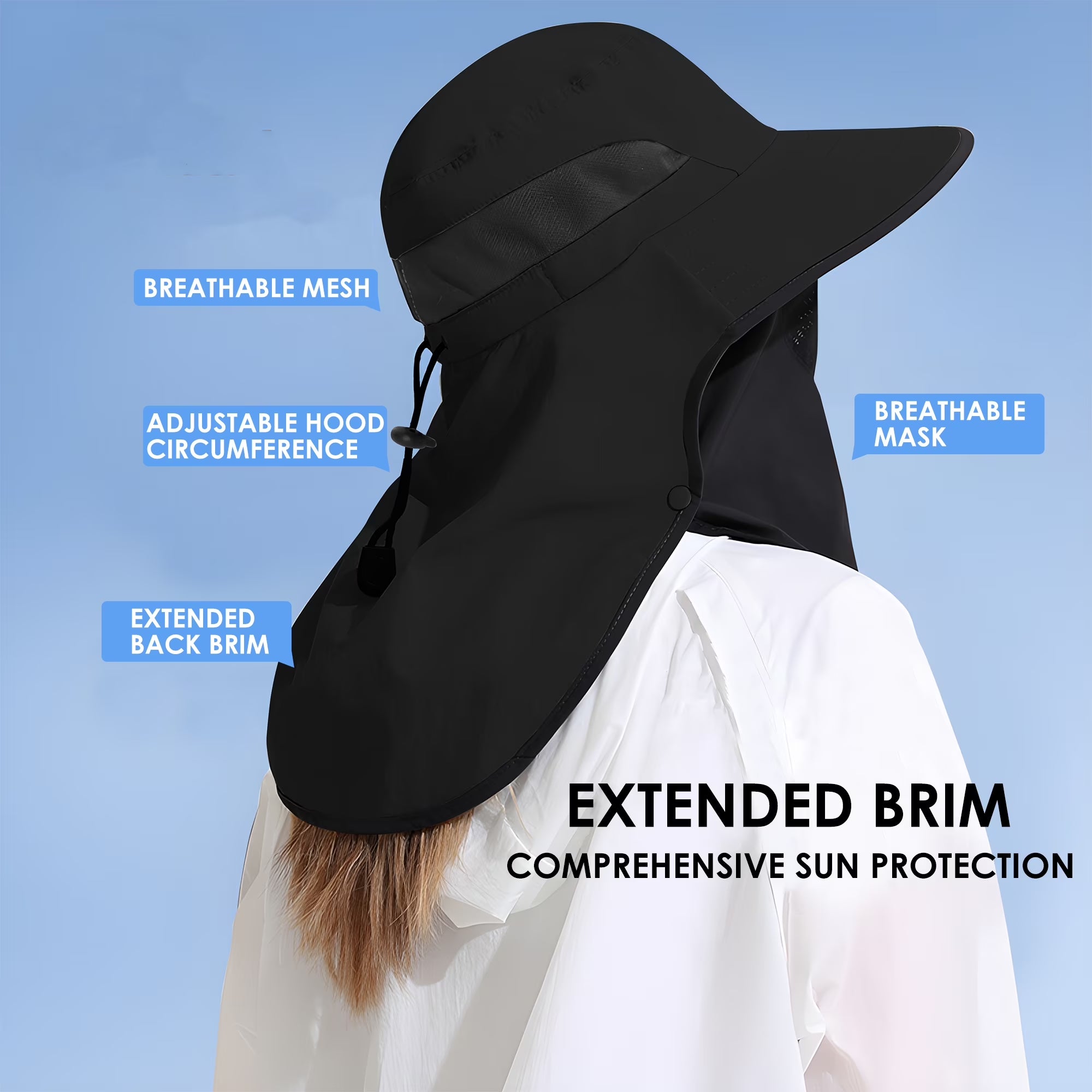 Nylon Sun Hats for Women and Men UPF 50+ Sun Protection and Neck Flap,Bucket Hat for Men and Women