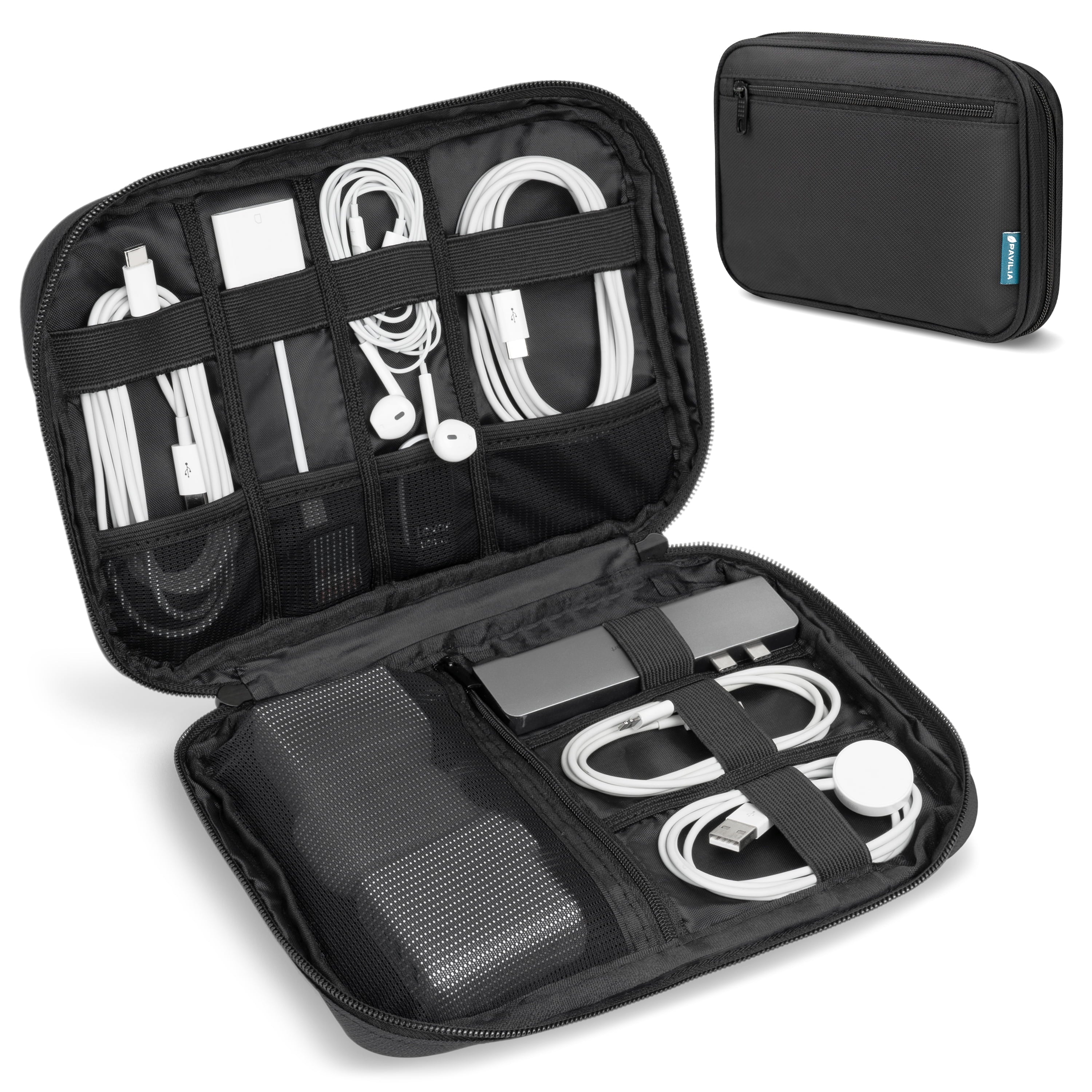 Travel Cord Organizer, Electronic Organizer Travel Case, Tech Organizer Travel Case, Cable Organizer Travel Storage, Small Charger Cord Bag Pouch, Travel Accessories Tech Gifts for Men, Black