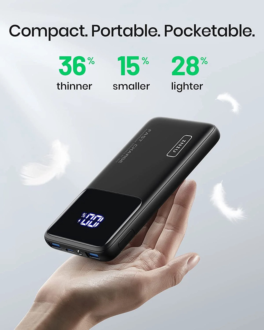 INIU 10000mAh Slim Power Bank – 22.5W Fast Charging, USB-C In & Out, PD 3.0 & QC4+