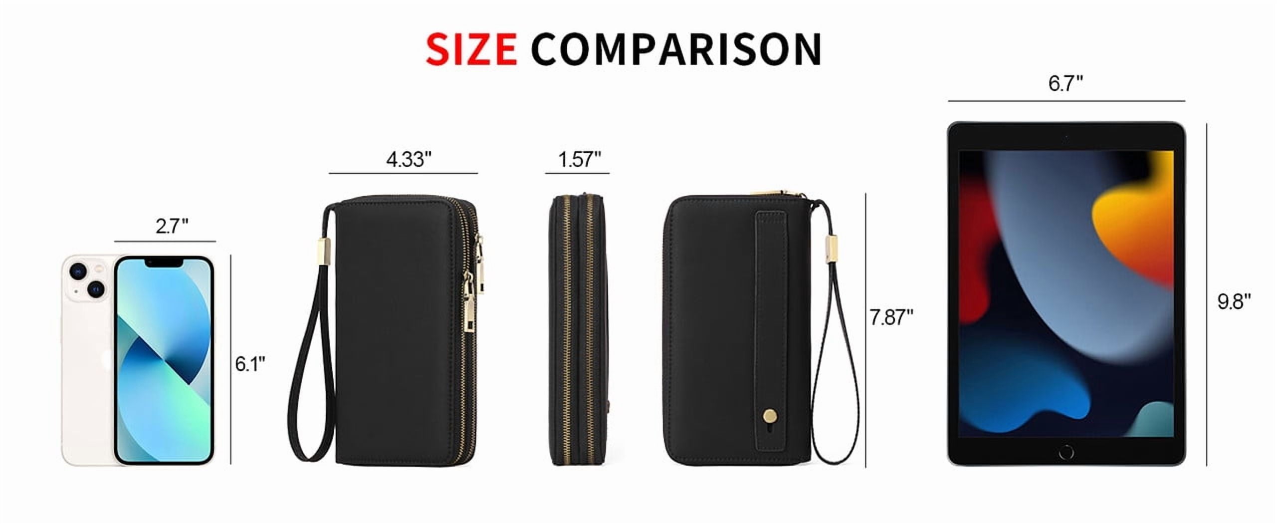 Wallet for Women Clutch RFID Blocking Wristlet Leather Purse Large Capacity Credit Card Holder with Grip Hand Strap