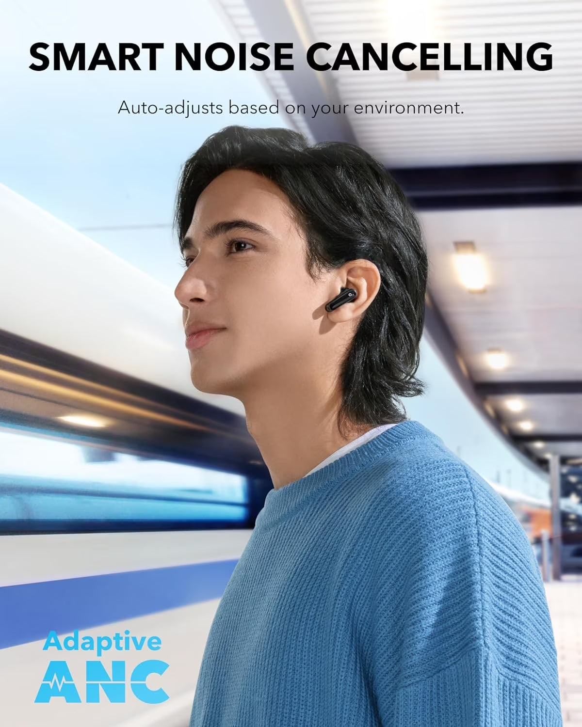 P40I by Anker, Noise Cancelling Wireless Earbuds, Black
