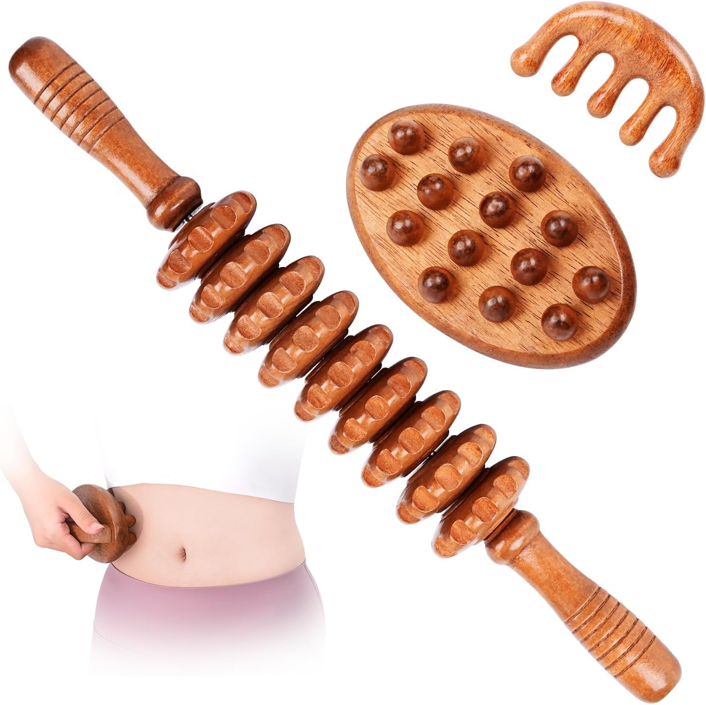 3-In-1 Wood Therapy Massage Tools Wooden Lymphatic Drainage Massager Maderoterap