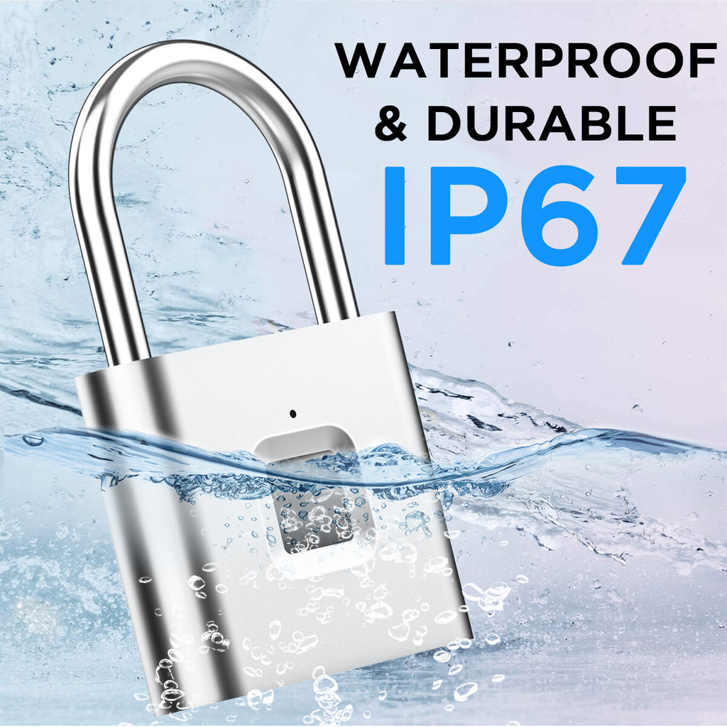 Waterproof Smart Fingerprint Door Lock Keyless Padlock Security USB Rechargeable