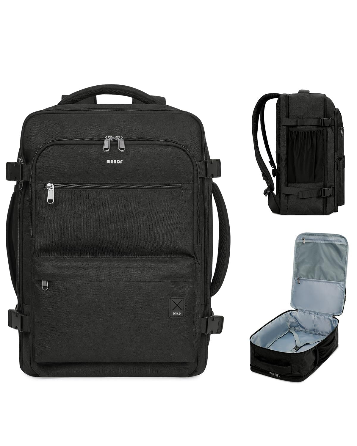 Business Travel Backpack Fits 17 Inch Laptop for Personal Item Bag 18X14X8 Clamshell Opening Carry on Laptop Backpack for Men with Wet Pocket, Black
