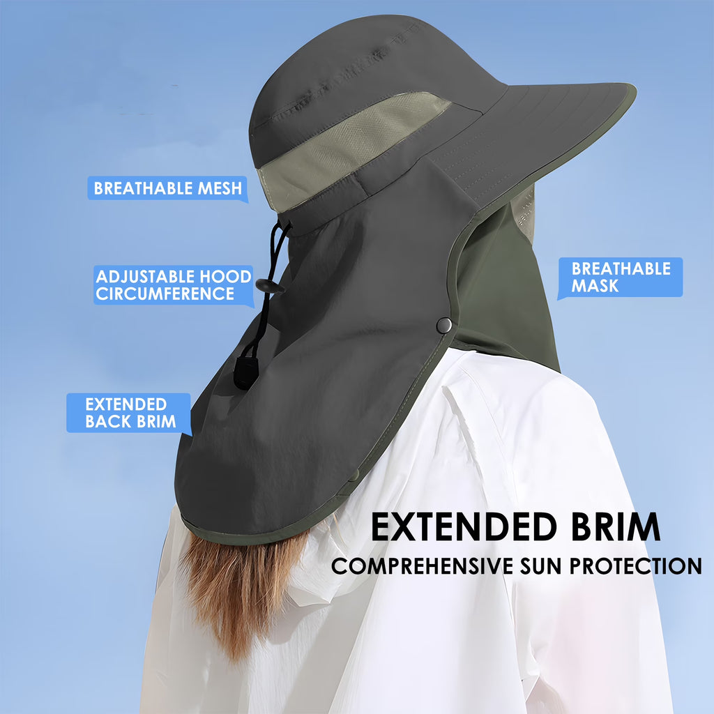 Nylon Sun Hats for Women and Men UPF 50+ Sun Protection and Neck Flap,Bucket Hat for Men and Women