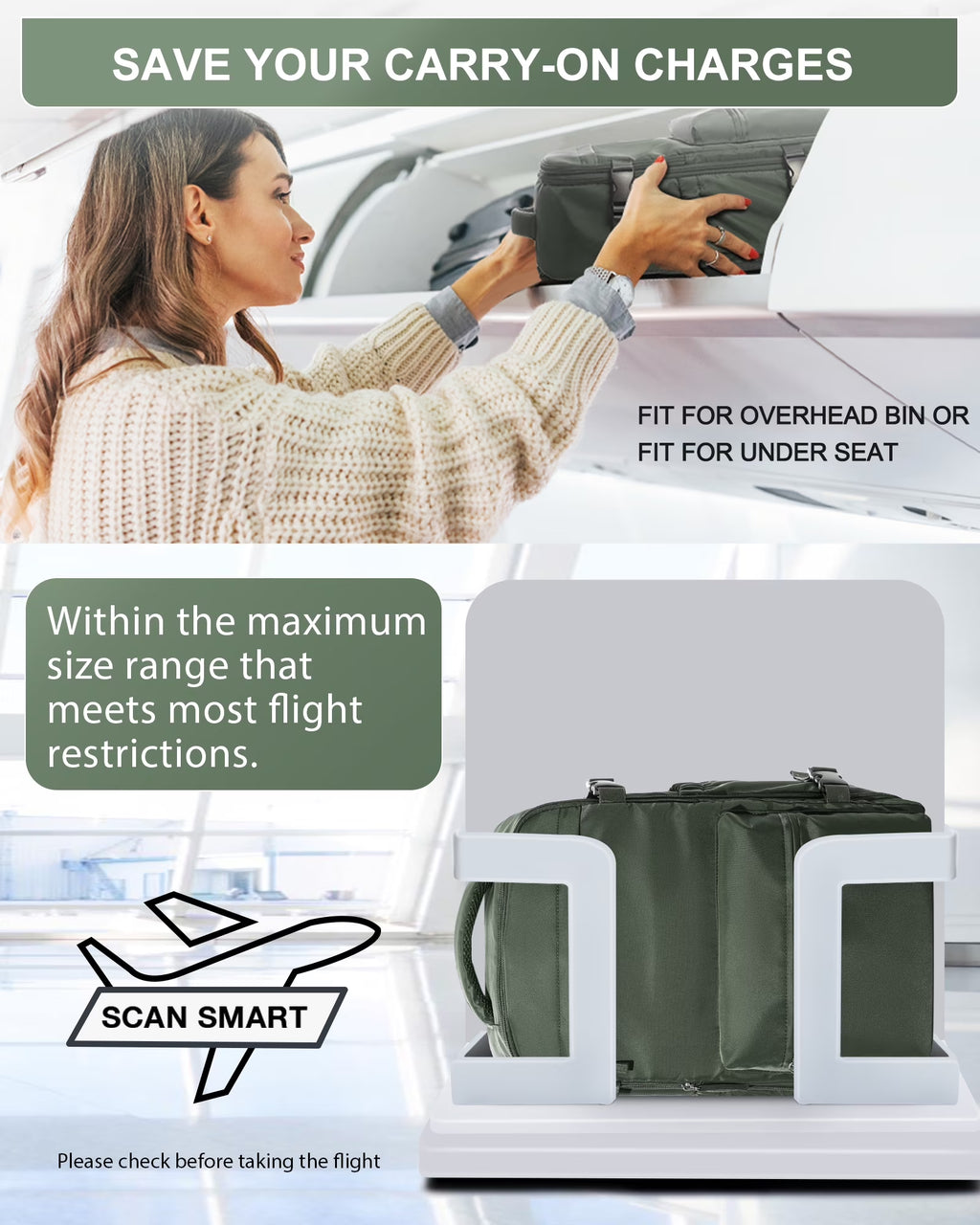 Travel Vacuum Backpack with Air Pump, Vacuum Seal Carry on Backpack for Airplanes, Vacuum Back Pack for Travel Backpack with Vacuum Compression Business Day Vacpack Backpack for Women Men Green