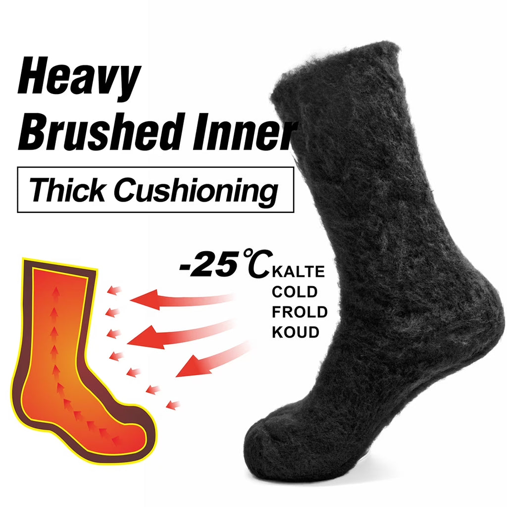 Men'S Slipper Thermal Socks Extra Thick Crew Socks, Large,Black