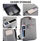 Gray Laptop Backpack 15.6 Inch, Business Slim Durable Laptops Travel Backpacks with USB Charging Port, College School Computer Bag Gifts for Men and Women