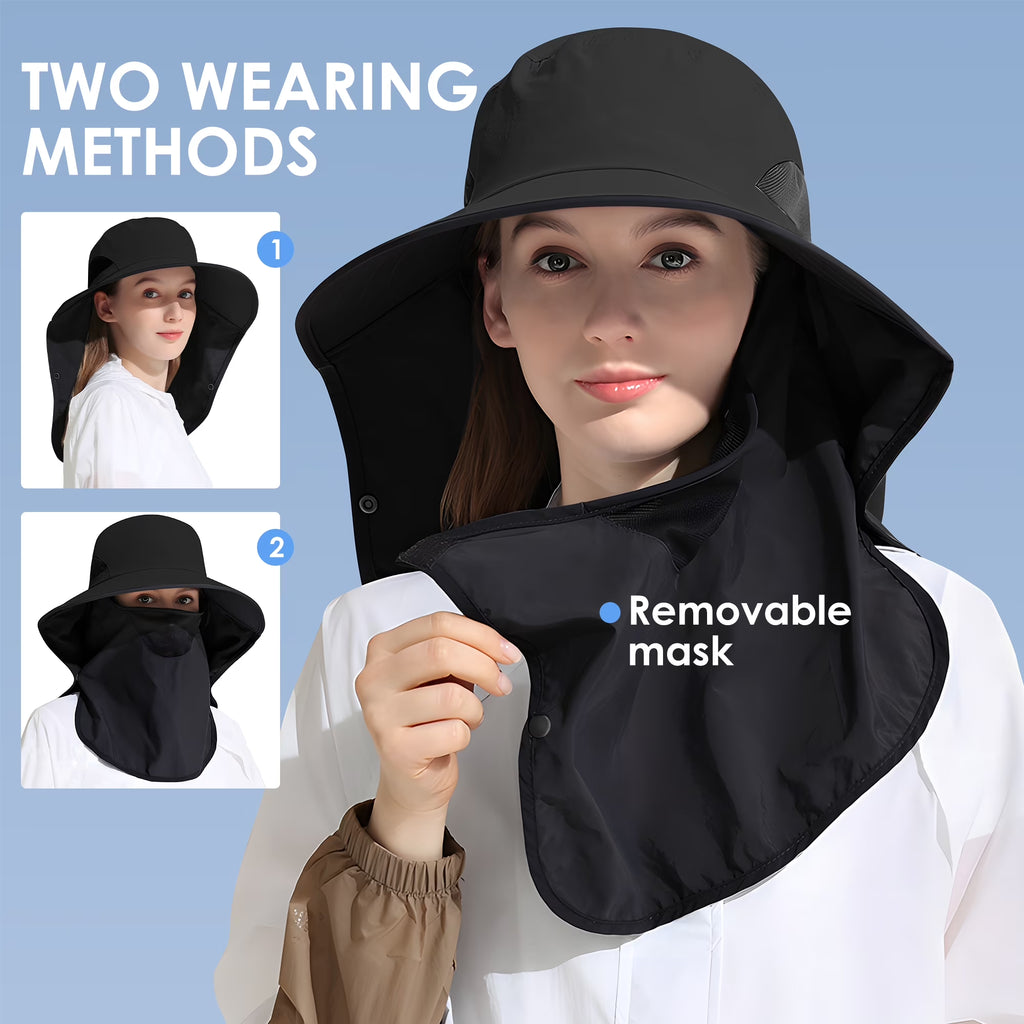 Nylon Sun Hats for Women and Men UPF 50+ Sun Protection and Neck Flap,Bucket Hat for Men and Women