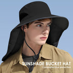 Nylon Sun Hats for Women and Men UPF 50+ Sun Protection and Neck Flap,Bucket Hat for Men and Women
