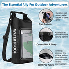 Waterproof Bag with Built-In Phone Pouch, 2L Dry Bag Roll Top Waterproof Phone Bag for Kayaking, Boating, Rafting, Beach