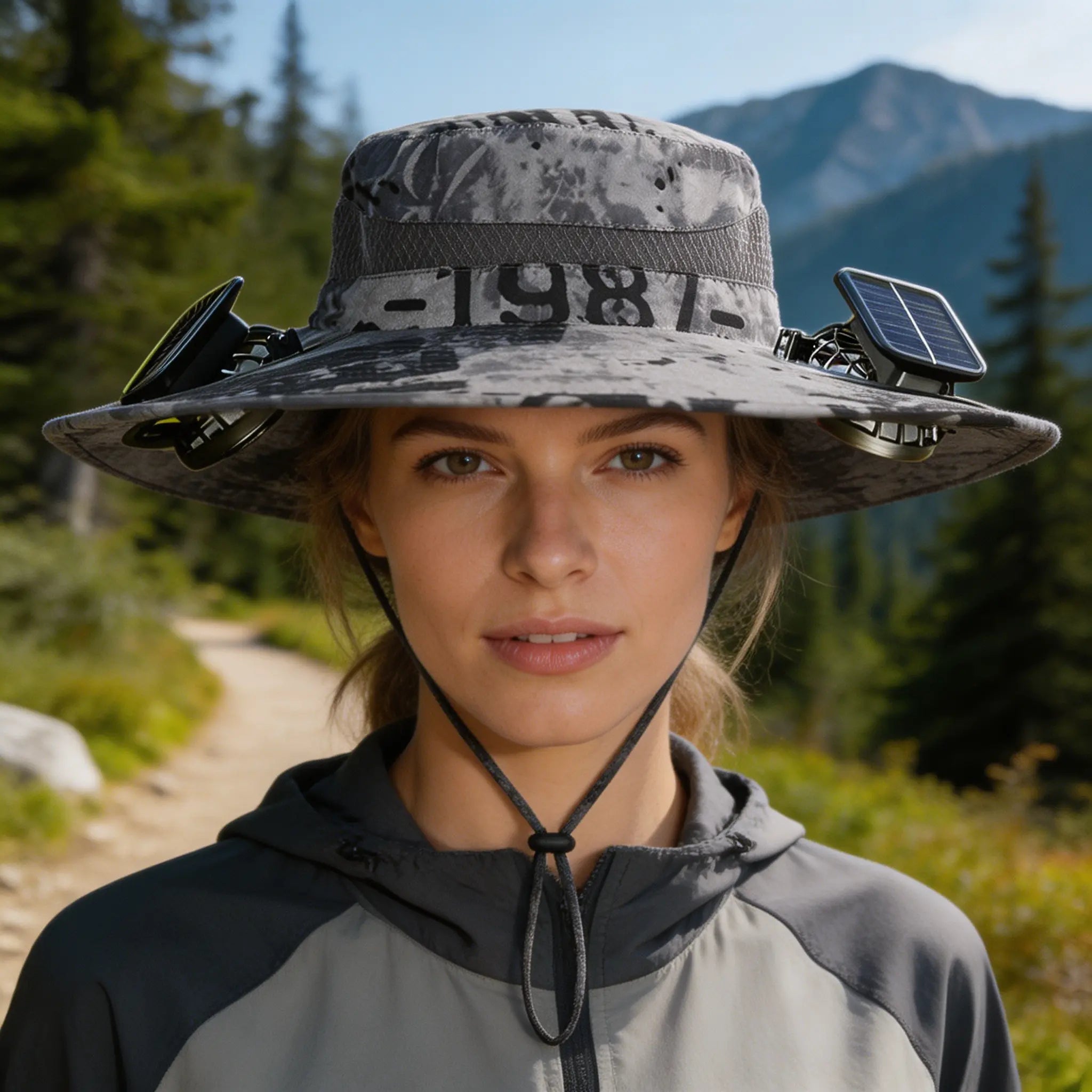 2026 Outdoor Wide Brim Cooling Hat with Dual Fans, UPF 50+ Sun Protection, Waterproof Breathable Rechargeable Hat for Fishing, Camping, Gardening & Outdoor Sports, Long-Lasting Summer Cooling Gift, Perfect Father’S Day Gift for Dad & Husband