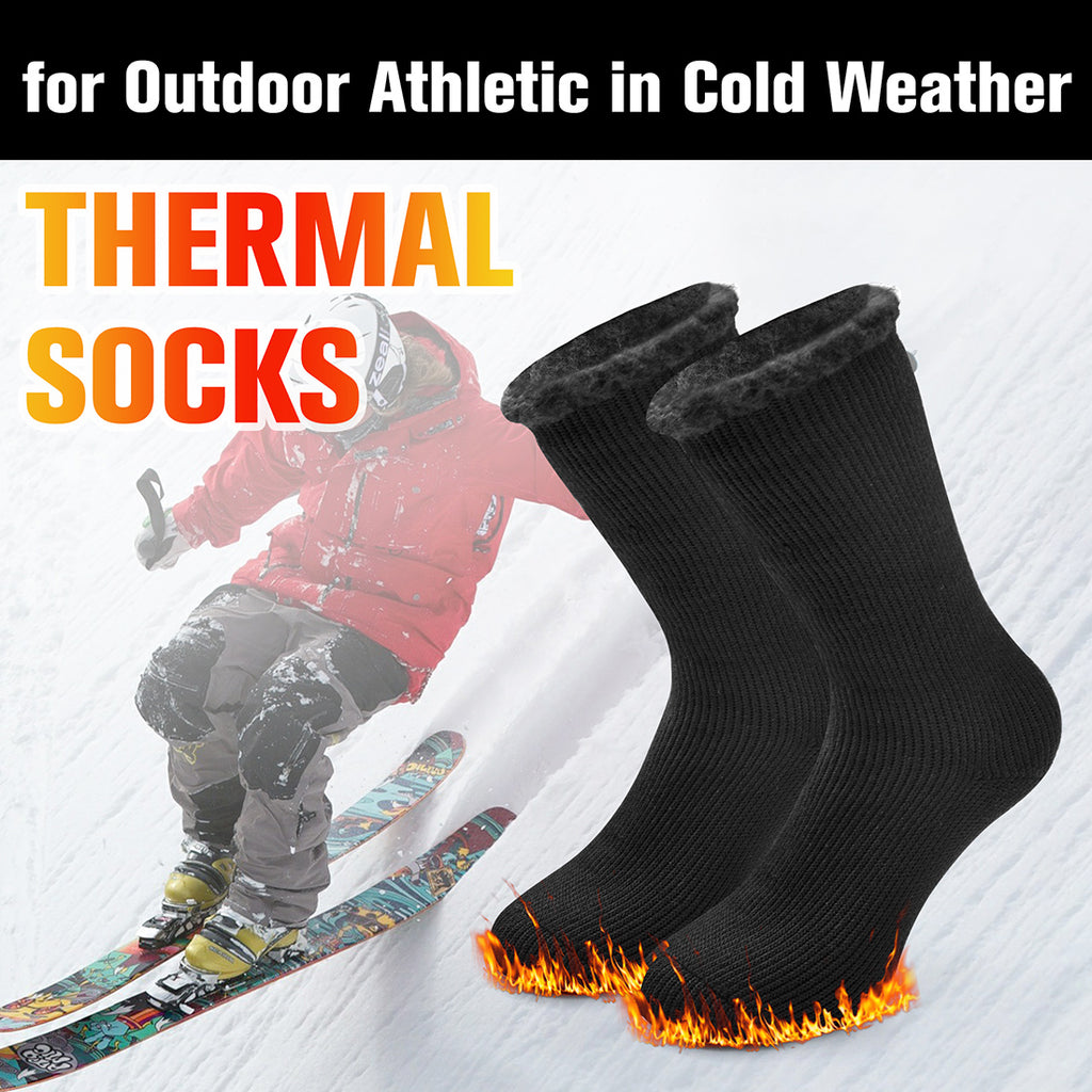 Men'S Slipper Thermal Socks Extra Thick Crew Socks, Large,Black