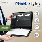 Zipper Padfolio Portfolio Binder Organizer | Faux Leather Portfolio for Resume, Documents, Phone, Tablet, Business Supplies and Cards | Notebook Organizer with Letter Sized Notepad Included