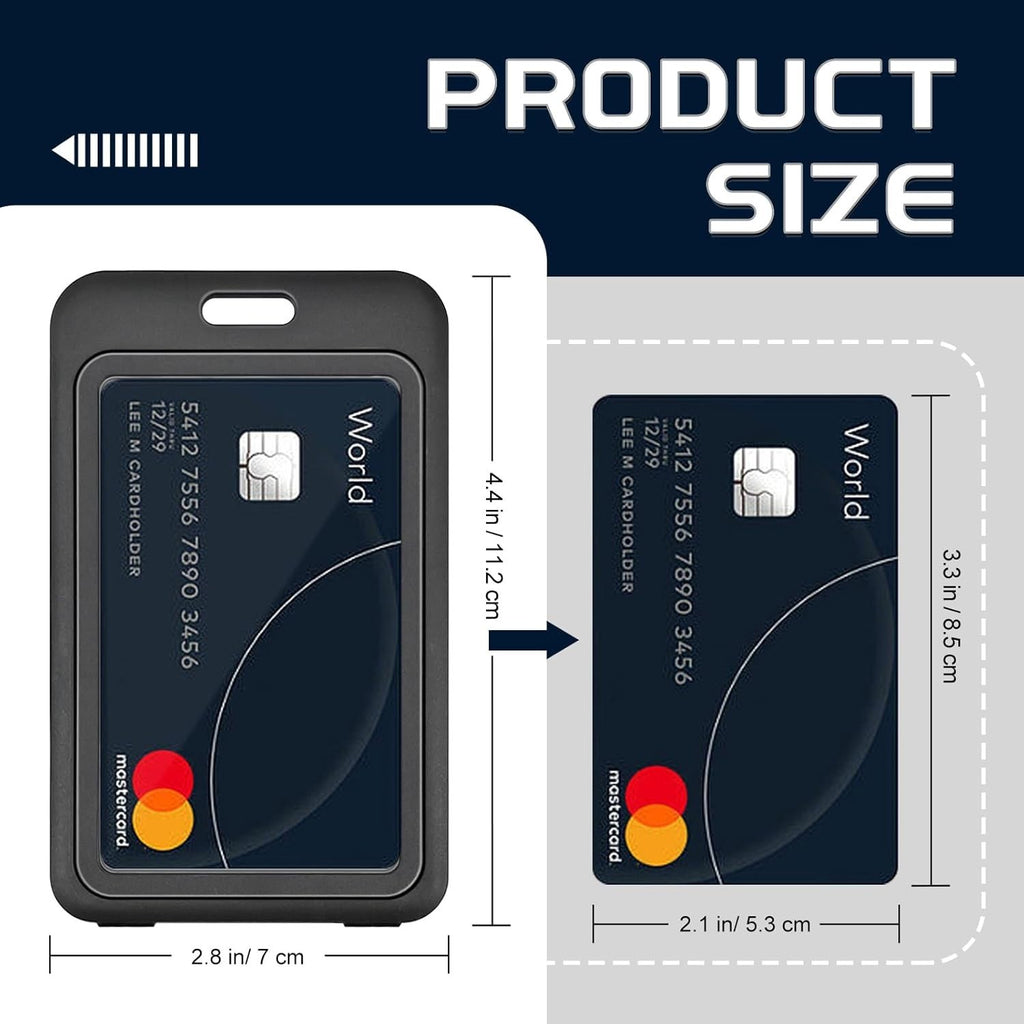 3 Pack Vertical Hard Plastic ID Badge Holder, Double-Sided Card Protector