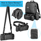 60L Camping Hiking Backpack, Large Multifunction Outdoor Sport Backpack, Black with Patch