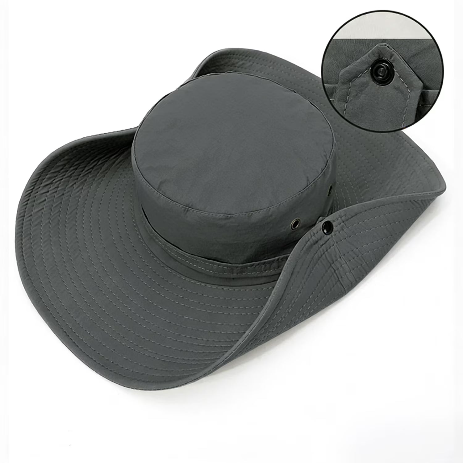 Sun Hat for Men Sun Protection Wide Brim Bucket Hat Waterproof Breathable Packable Boonie Hat for Fishing Grey