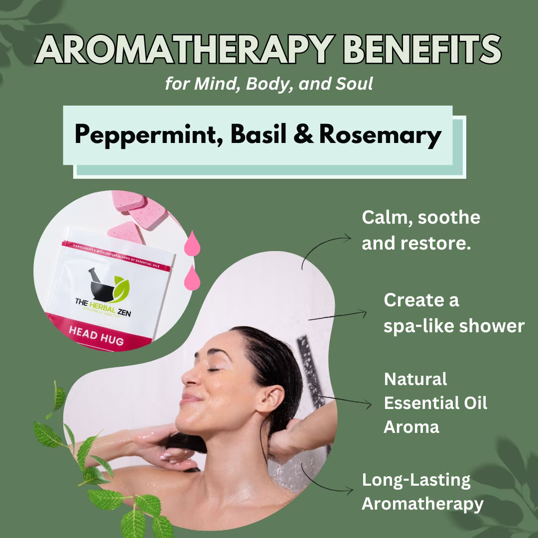 Head Hug Shower Steamers Aromatherapy for Relief - USA Made Valentines Day Gift for Her and Him - Peppermint & Rosemary Shower Bomb Tablets - Soothing Natural Essential Oils (10 Pack)