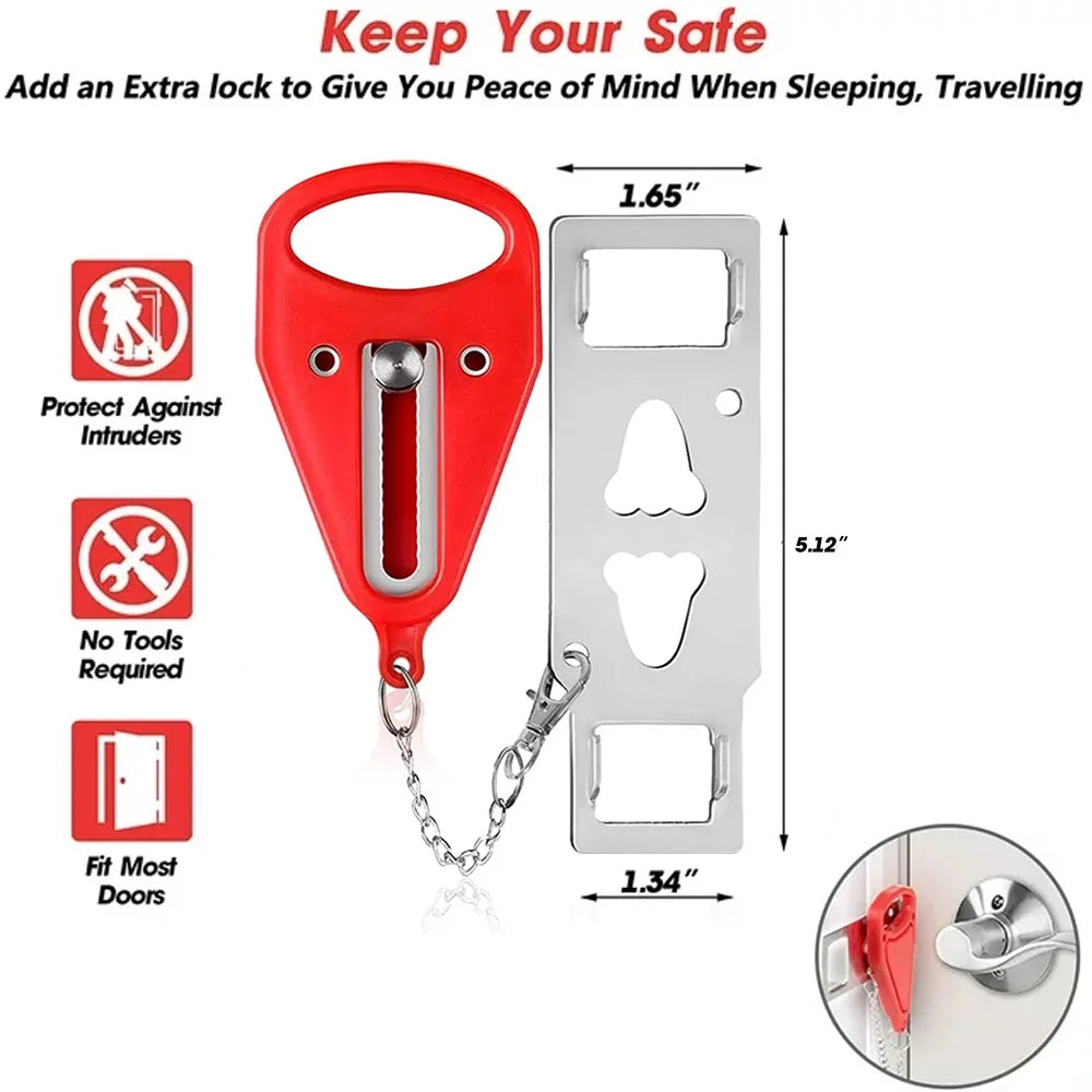 Upgrade Portable Door Lock,Hotel Door Lock Latch for Travel,Security Door Lock for Additional Safety and Privacy,Home Security Defender,Extra Lock for Traveling Home Bedroom Hotel Apartment College