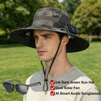 2026 Outdoor Wide Brim Cooling Hat with Dual Fans, UPF 50+ Sun Protection, Waterproof Breathable Rechargeable Hat for Fishing, Camping, Gardening & Outdoor Sports, Long-Lasting Summer Cooling Gift, Perfect Father’S Day Gift for Dad & Husband