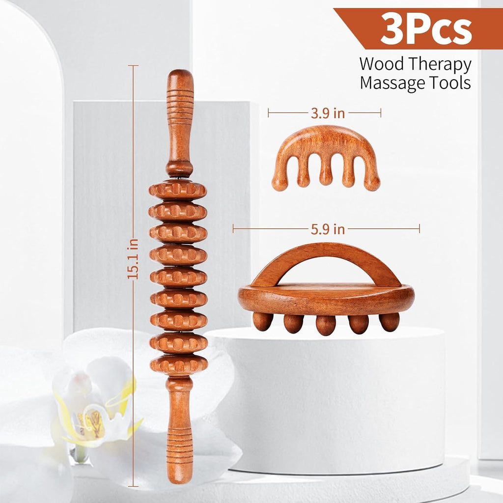 3-In-1 Wood Therapy Massage Tools Wooden Lymphatic Drainage Massager Maderoterap