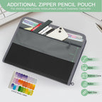 Accordion File Organizer with Zipper 13-Pocket, A7 Transparent Document Bag, Waterproof Document Storage for Home, Office, School