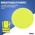 High Visibility Safety Vest ANSI Class 2, No Pocket, Neon Yellow, Large (L)