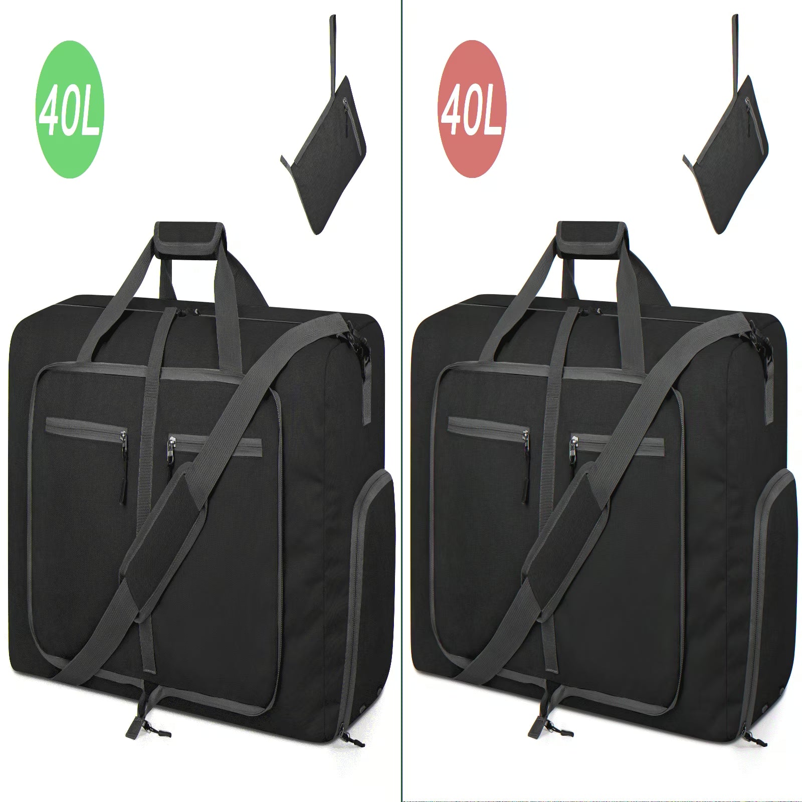 Travel Duffle Bag, 40L Foldable Weekender Bags for Women with Shoe Compartment, Carry on Overnight Bag for Men Women, 20" Gym Travel Bag Water Repellent & Tear Resistant, Black