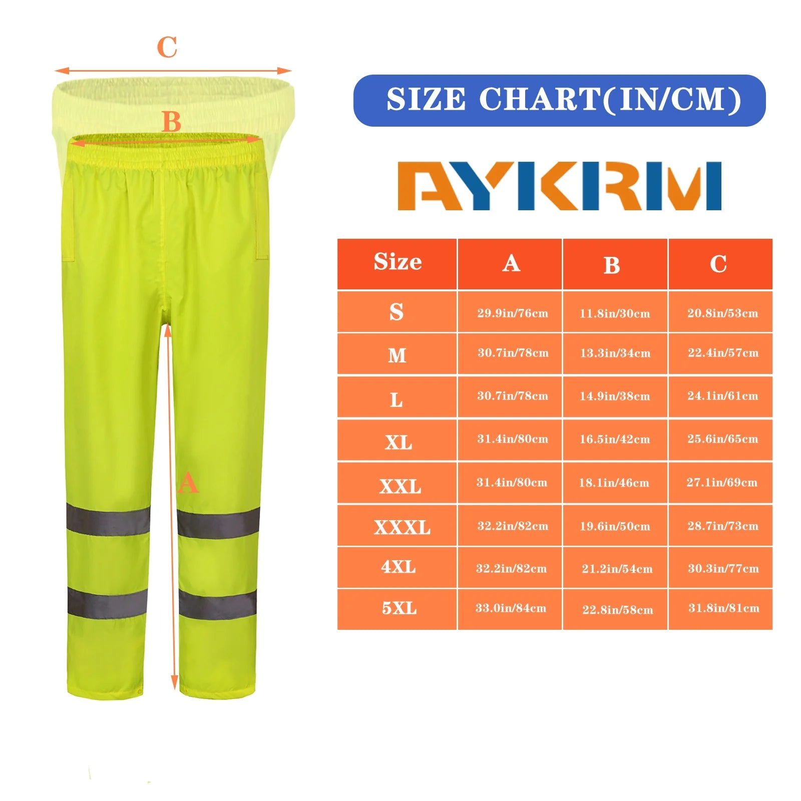 Waterproof Breathable High Visibility Reflective Rain Pant