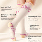 Compression Socks for Women, 15-25 Mmhg Knee High Compression Stockings for Pregnancy, Anti-Slip Support Socks