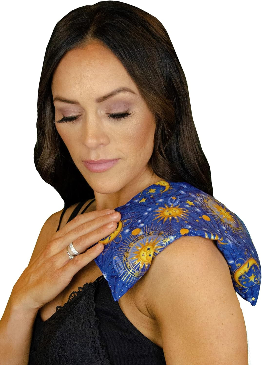 Basic Herb Pack Rice Heating Pad Microwavable Reusable Heat Pack with Herbal Aromatherapy Fill, Freezer and Microwave Safe for Hot and Cold Therapy, Celestial Indigo