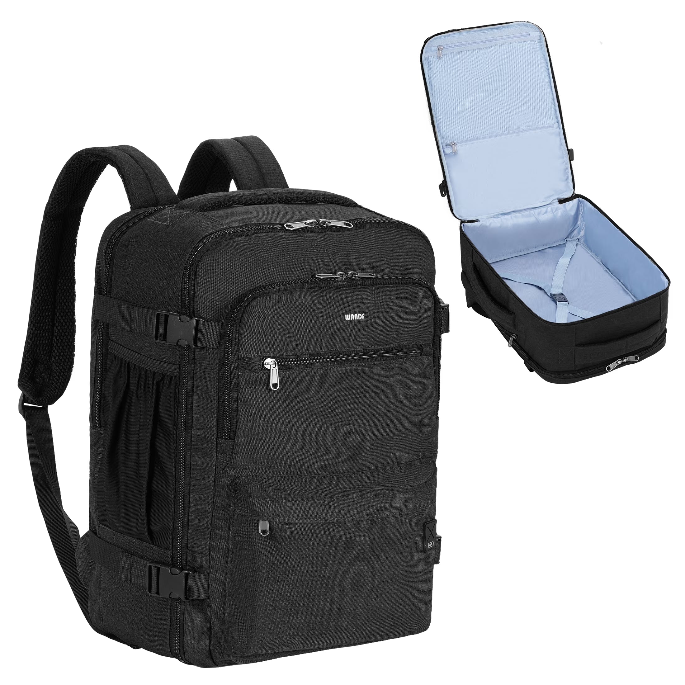 Business Travel Backpack Fits 17 Inch Laptop for Personal Item Bag 18X14X8 Clamshell Opening Carry on Laptop Backpack for Men with Wet Pocket, Black