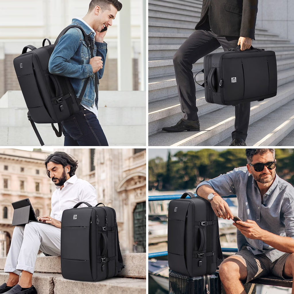 Travel Backpack with USB Charging Port 40L Expandable 17 Inch Carry on Backpack Water-Resistant Work Business Laptop Backpack for Men