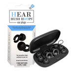 Hoops Reusable Soft Silicone Ear Plugs, 17Db Noise Reduction Rating, Case Included, Black